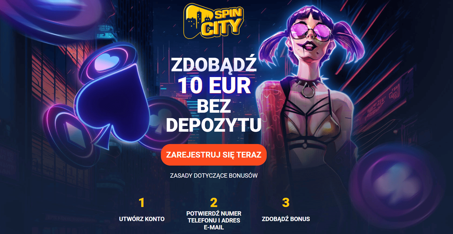 10 euro bez depozytu spin city