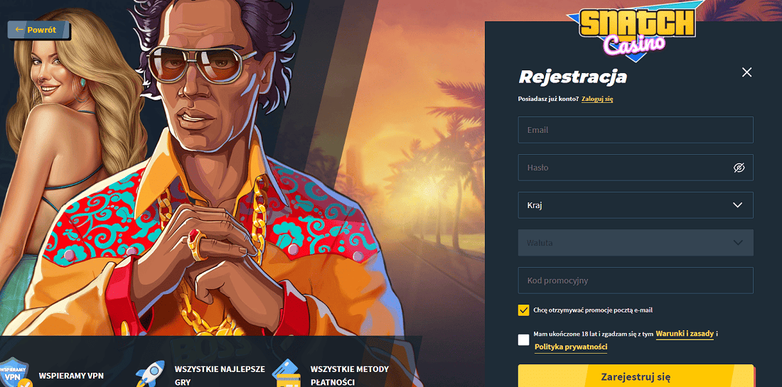 Snatch Casino rejestracja