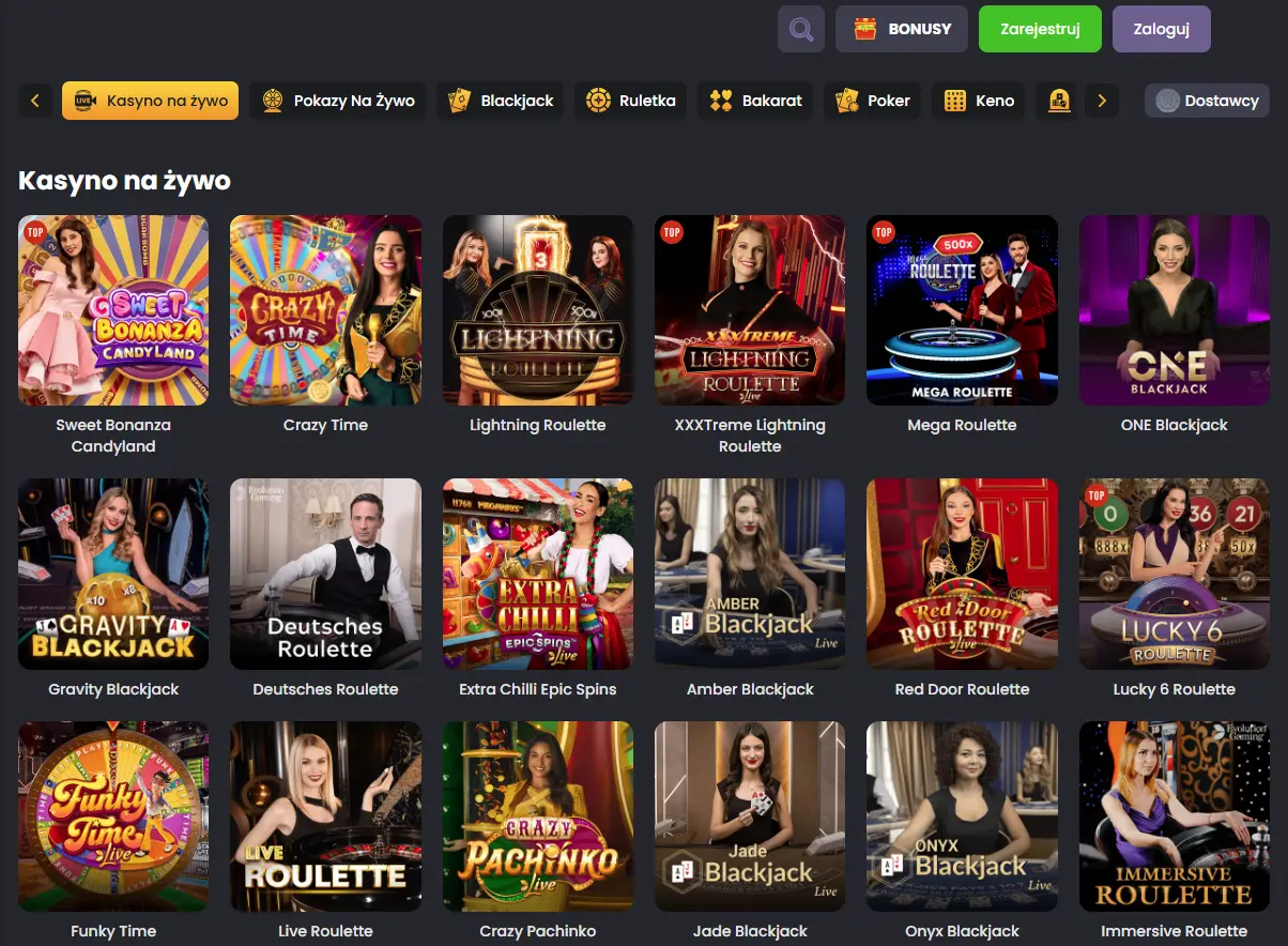 Spinline gry na zywo