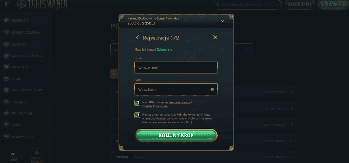 Talismania kasyno online rejestracja