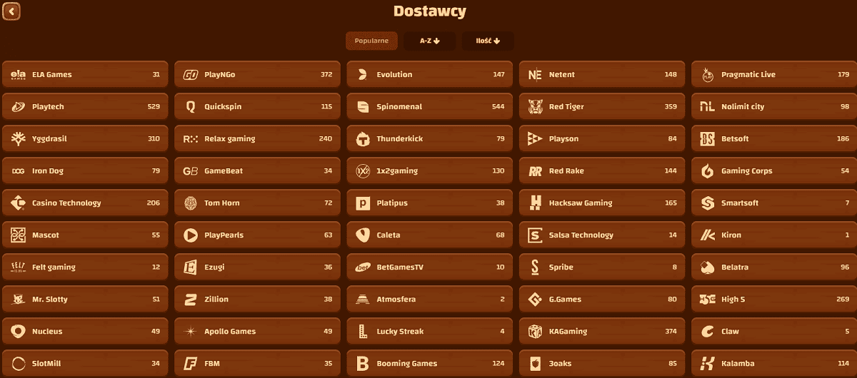 Tiki casino dostawcy gier