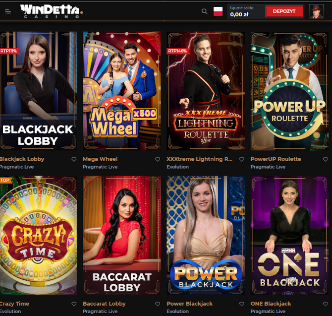 gry na zywo w Windetta Casino