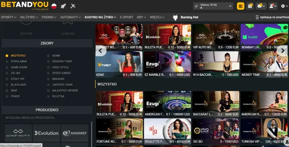 betandyou kasyno sekcja gry na żywo
