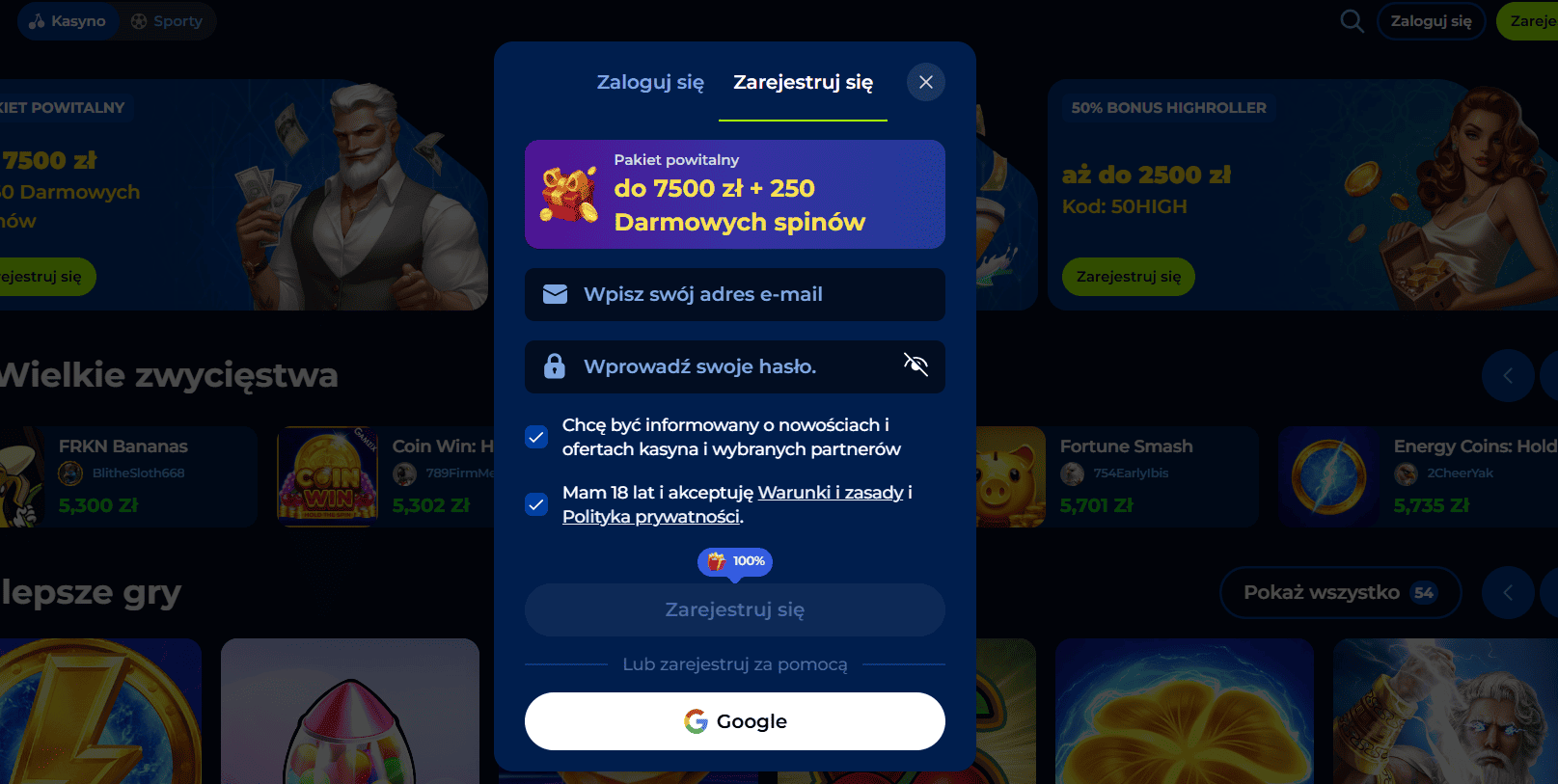 billionairespin rejestracja