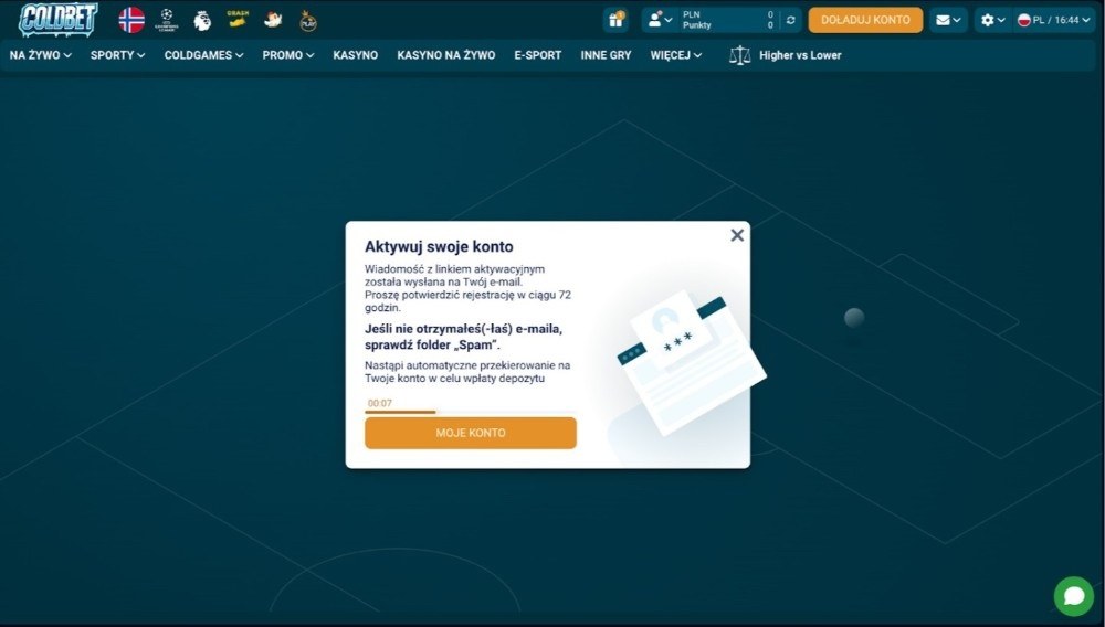 coldbet casino aktywację konta