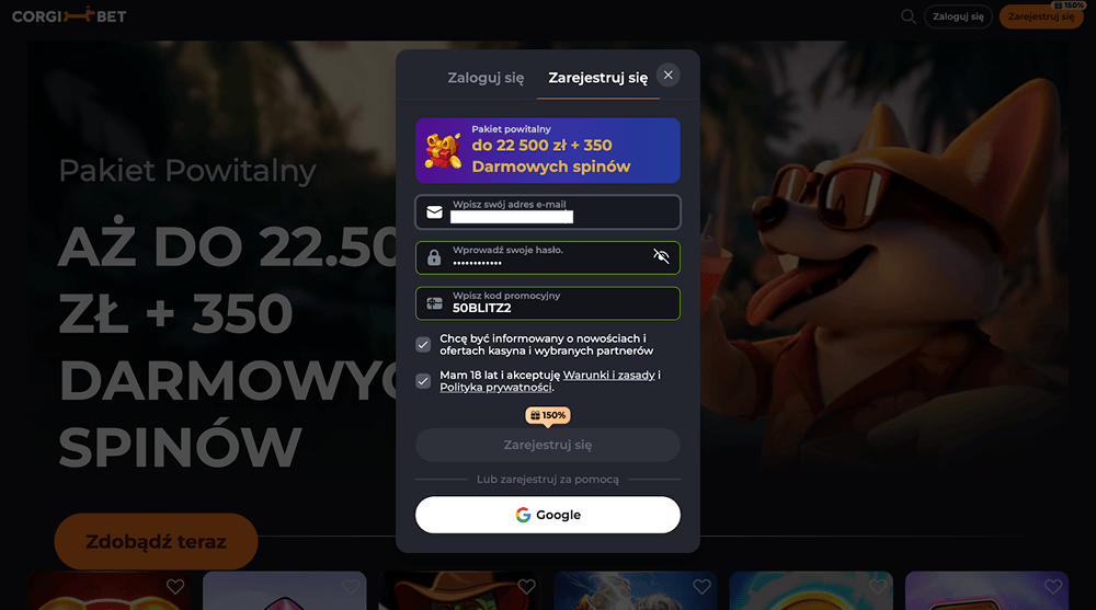 corgibet casino rejestracja