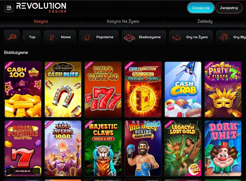 ekskluzywne gry revolution casino