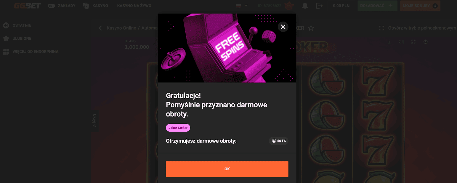 ggbet powiadomienie o otrzymaniu bonusu