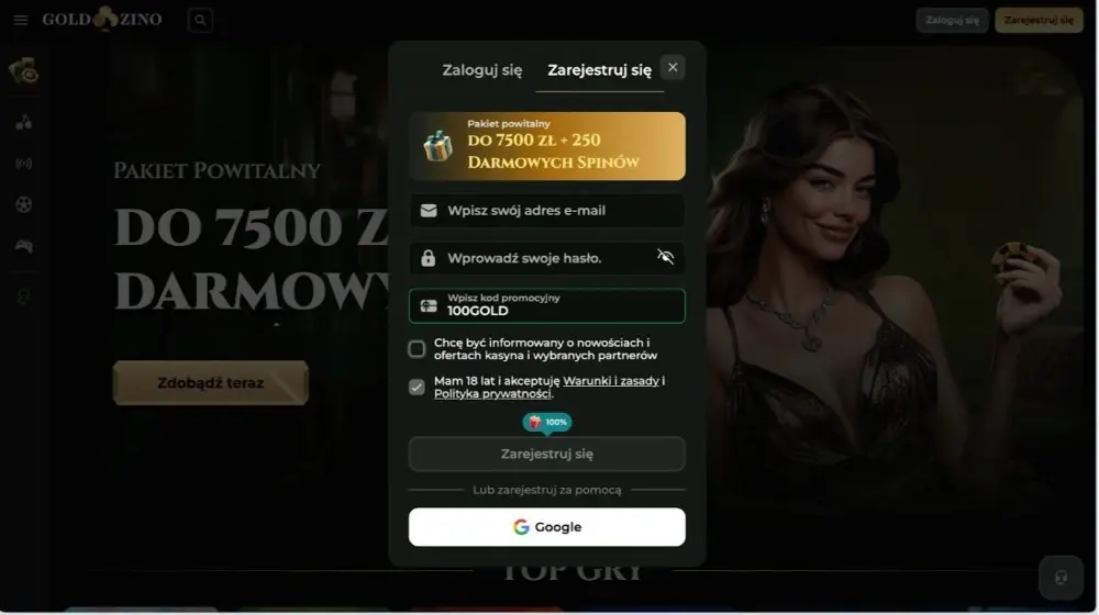 goldzino no deposit bonus kod