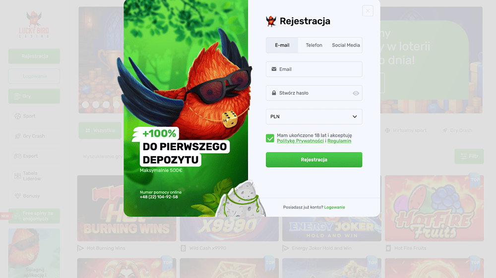 lucky bird casino rejestracja