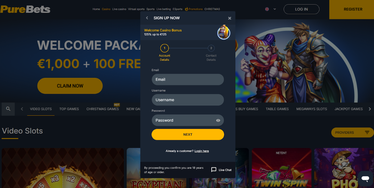 register purebets 2