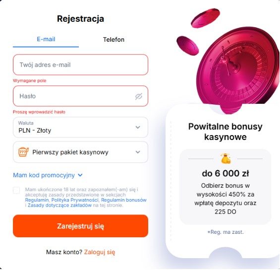 rejestracja w kasyno VulkanSpiele