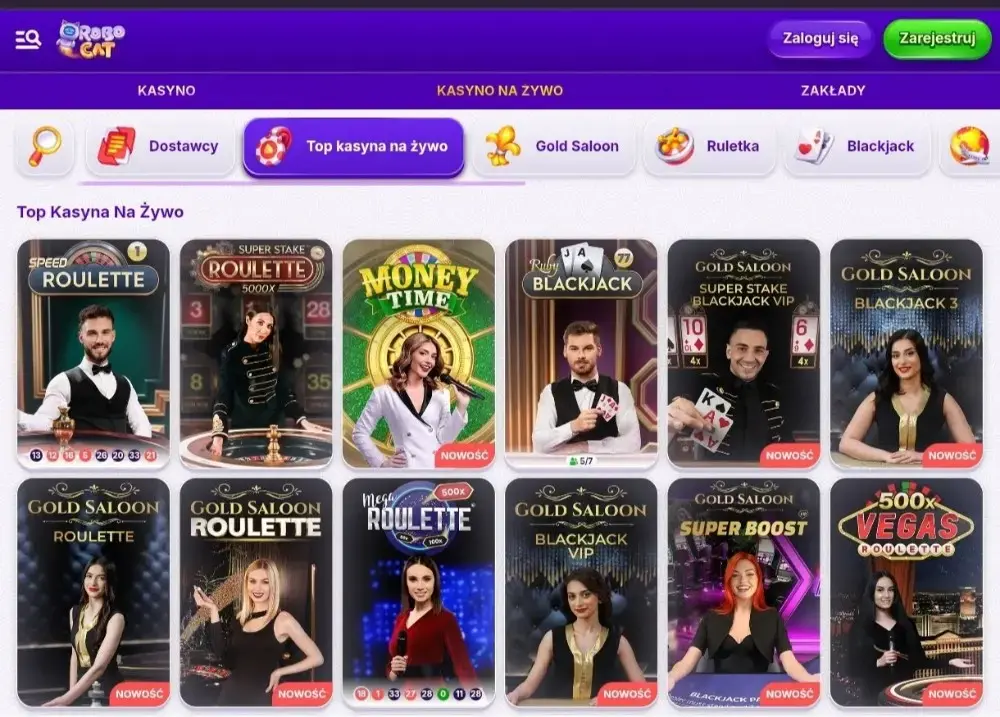 robocat kasyno na żywo