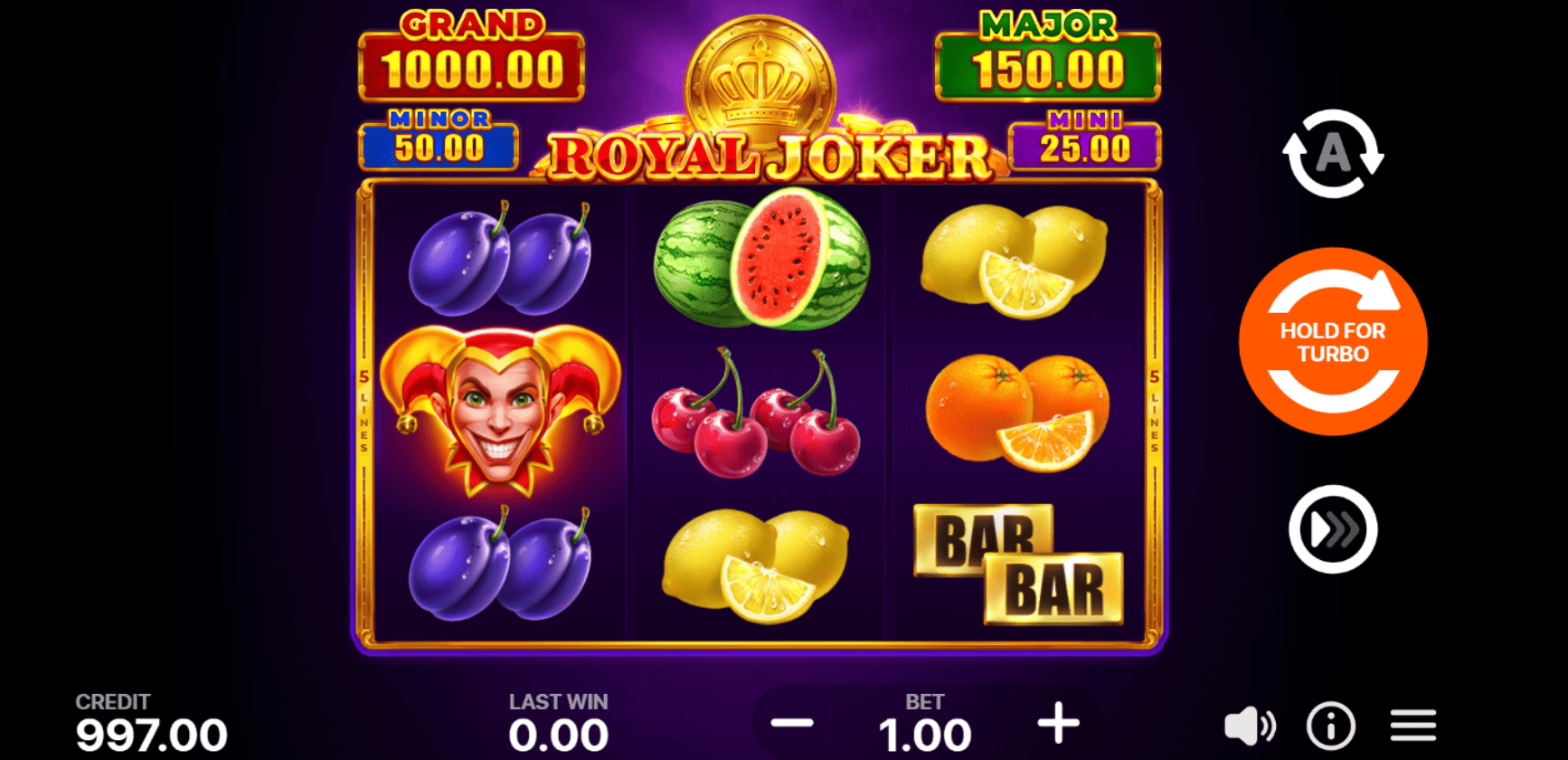 royal joker hold and win slot