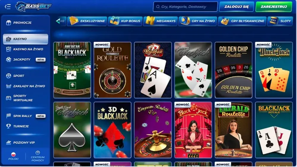 sekcji gier stołowych w bassbet 