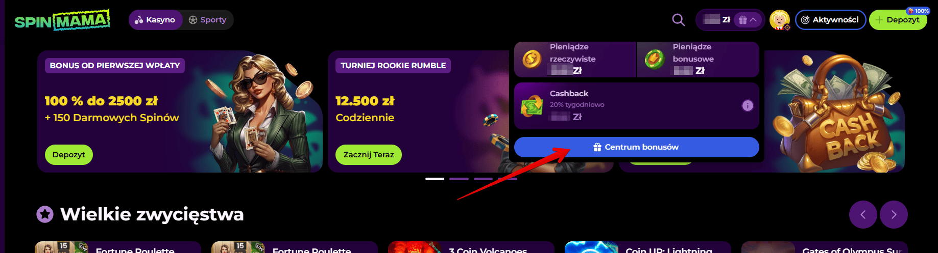 spinmama centrum bonusow