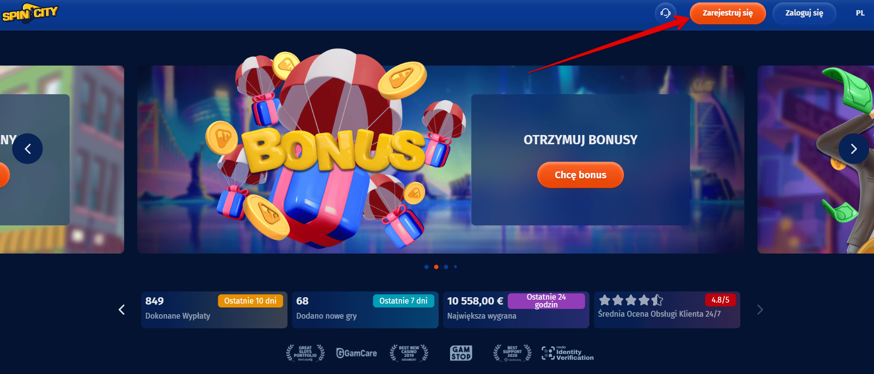 strona internetowa spin city