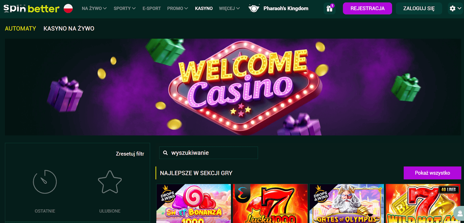 strona kasyna spinbetter