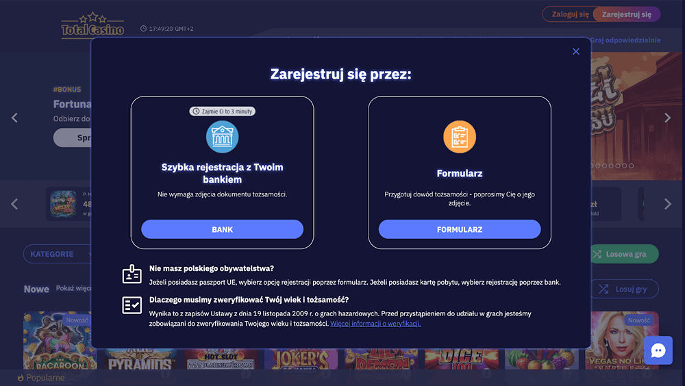 total casino rejestracja