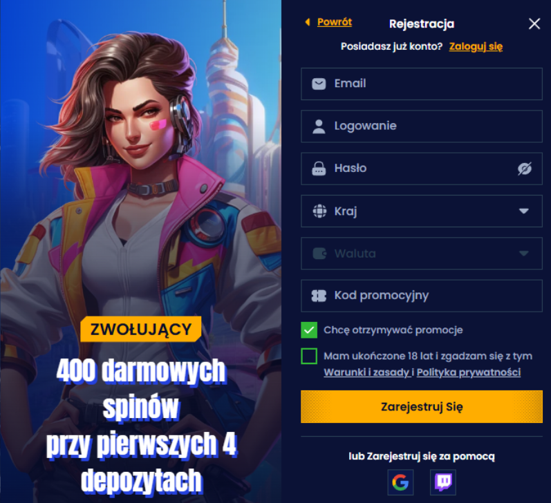 Trino proces rejestracji