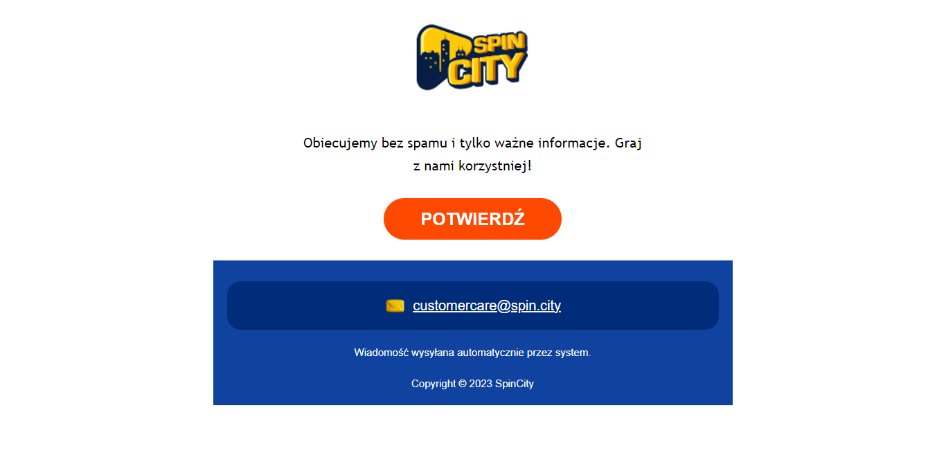 weryfikacja konta spin city