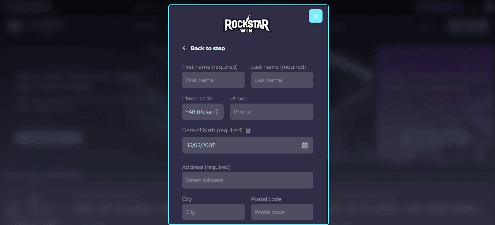 wypelnienie profilu gracza rockstarwin casino