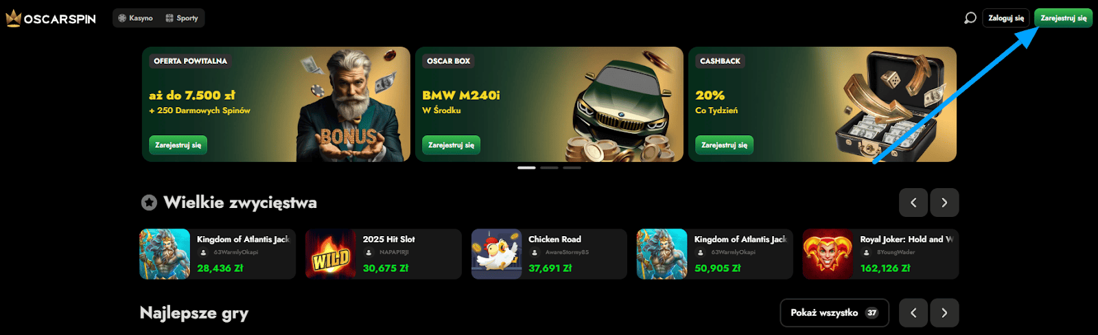 zarejestruj sie w oscarspin casino